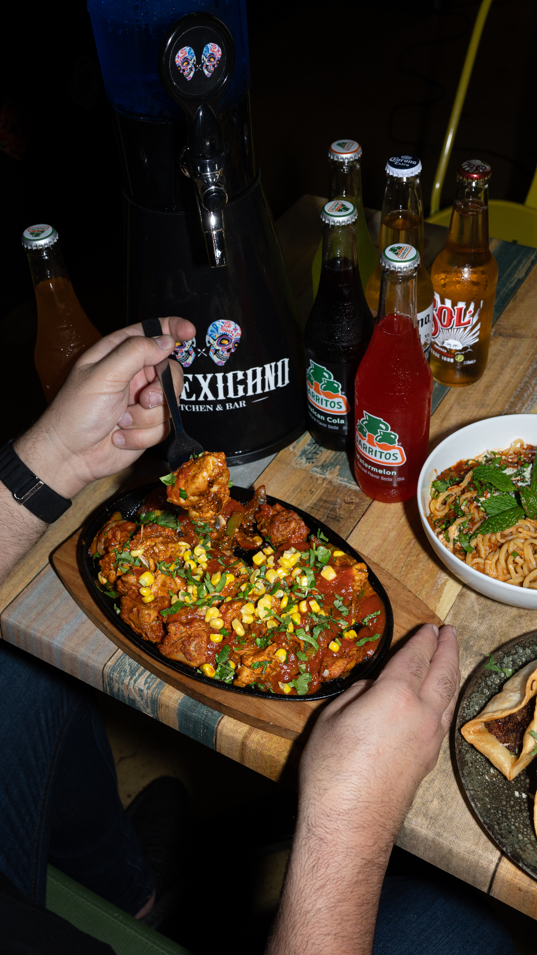 Sizzling chicken straight from the kitchen