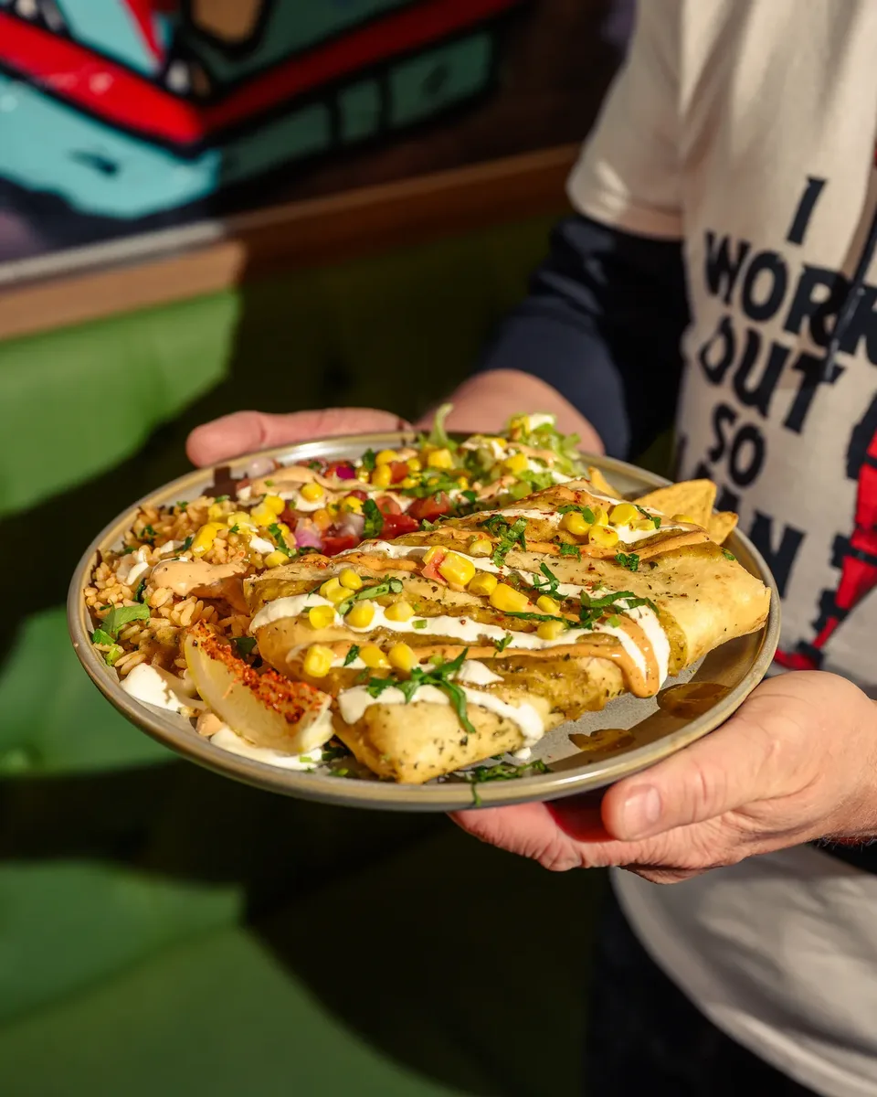 Quesadilla plate with fresh salsas